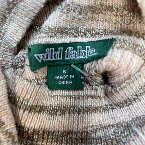 Wild Fable S Pink & Brown Striped Cut Out Long Sleeve Turtleneck Sweater - Picture 3 of 5